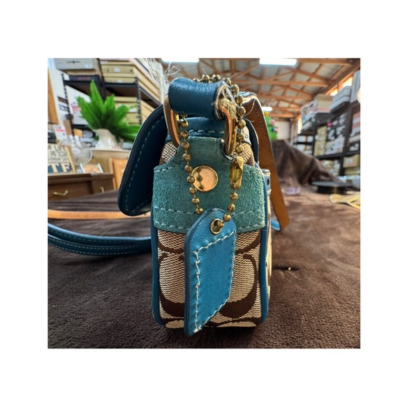 Authentic Coach Brown and Teal crossbody - Picture 3 of 14